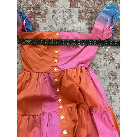 Staud Elio Dress in Hibiscus Multicolor Off The Shoulder Tiered Dress Size 2 NWT - Picture 7 of 9
